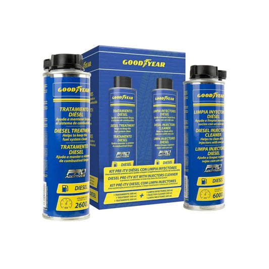 GOODYEAR KIT PRE-ITV DIÉSEL - LIMPIA INYECTORES Y TRATAMIENTO ANTI-HUMOS 300+300ML