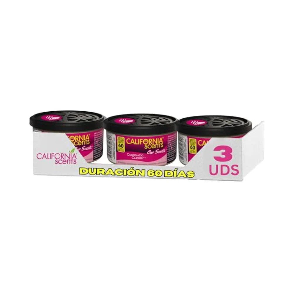 PACK 3 AMBIENTADORES CALIFORNIA CAR SCENTS CORONADO CHERRY - AMBIENTADOR LATA CEREZA