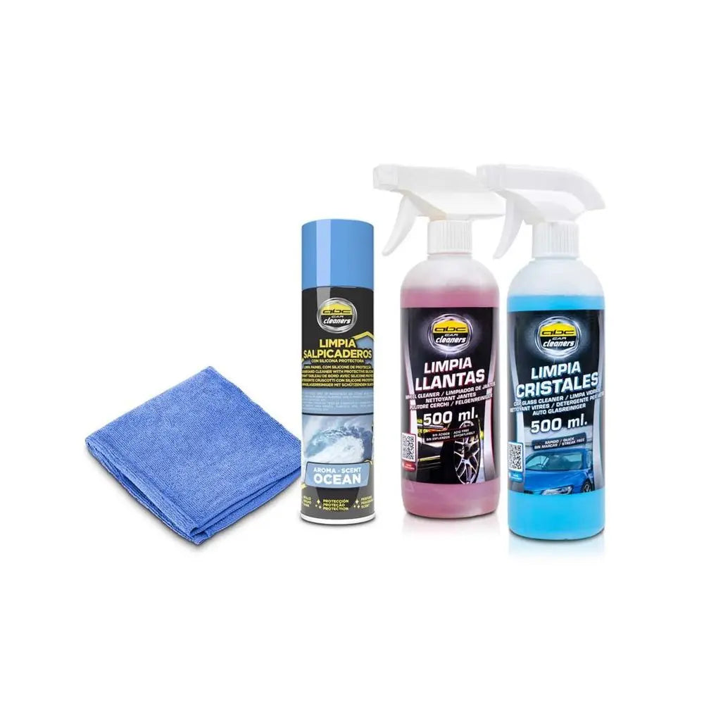 KIT COMPLETO LIMPIEZA COCHE 5 EN 1 – INTERIOR Y EXTERIOR (INCLUYE CUBO)