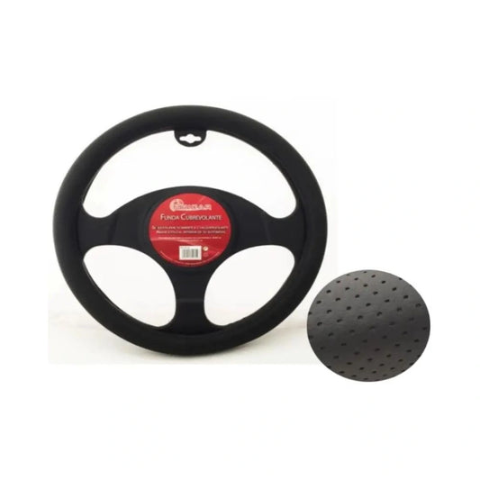 FUNDA DE VOLANTE IMITACIÓN PIEL DE OVEJA NEGRO - AJUSTE 37 A 39 CM - TACTO ULTRA SUAVE