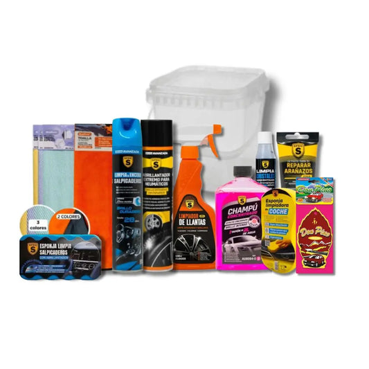 MEGA PACK FULL DETAILING PROFESIONAL - 11 PRODUCTOS + CUBO DE LAVADO - KIT COMPLETO LIMPIEZA COCHE